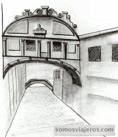 dibujo a lápiz realizado del puente de los suspiros en venecia en la visita que hicimos
