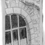 dibujo a lápiz de un trozo de terraza belga