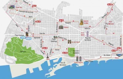 Plano maratón de Barcelona
