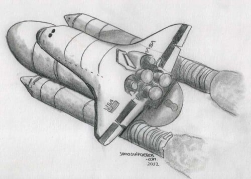 dibujo lápiz transbordador espacial o cochete