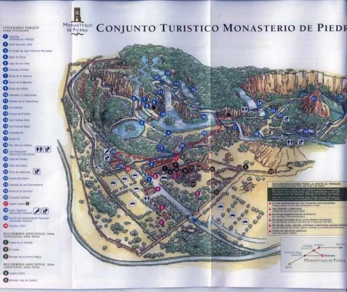 Mapa con los puntos de interés visita al monasterio de piedra